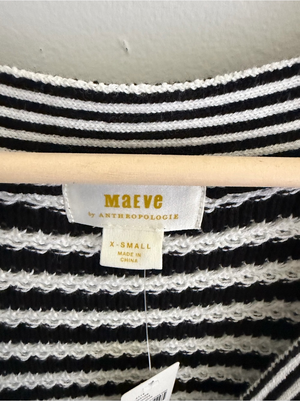 Anthropologie Black & White Striped V-Neck Tie-Front Sweater - Picture 2 of 7